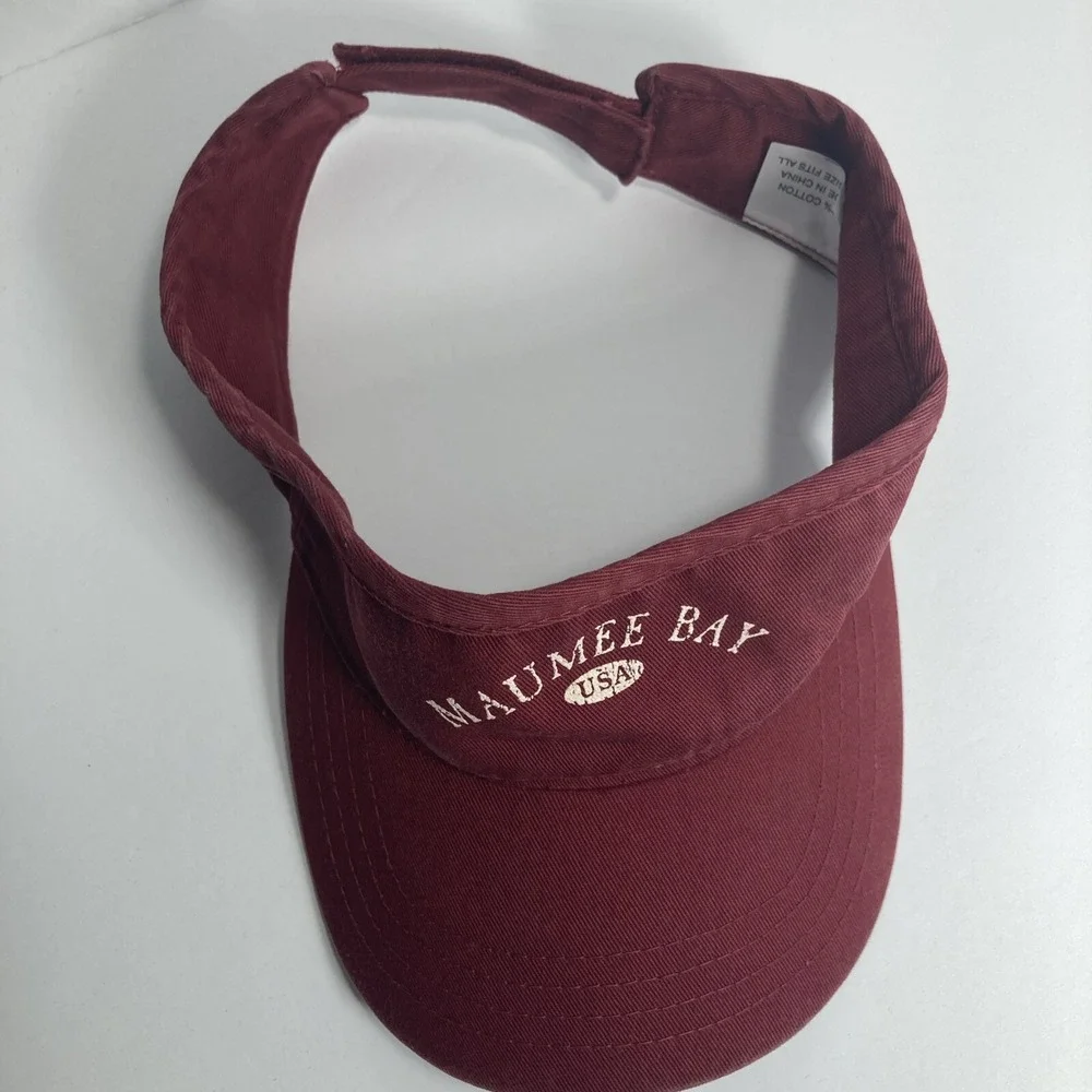 Maumee Bay USA Hat Visor Adjustable Maroon‎ Golf Vacation Tourist 100% Cotton